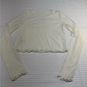 Aerie Cream Long Sleeve Crop Top